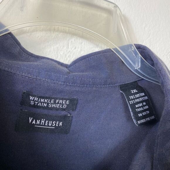 Van Heusen Dark Navy Grey Long Sleeve Button Down Dress Shirt Size 2XL - Picture 3 of 4